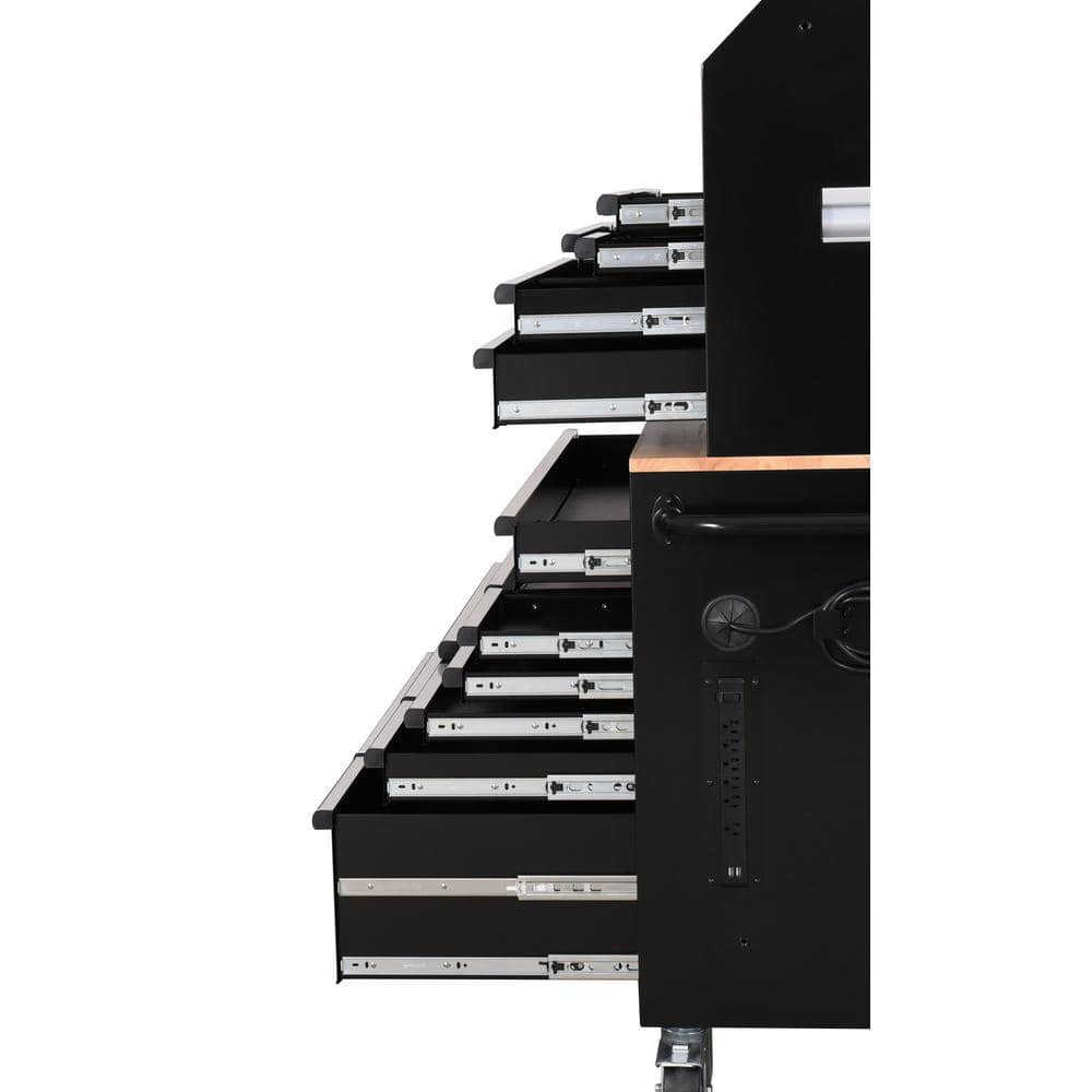 Modular 52 in. W 10 Drawer Black Mobile Workbench Cabinet with 8 Drawer Top Tool Chest