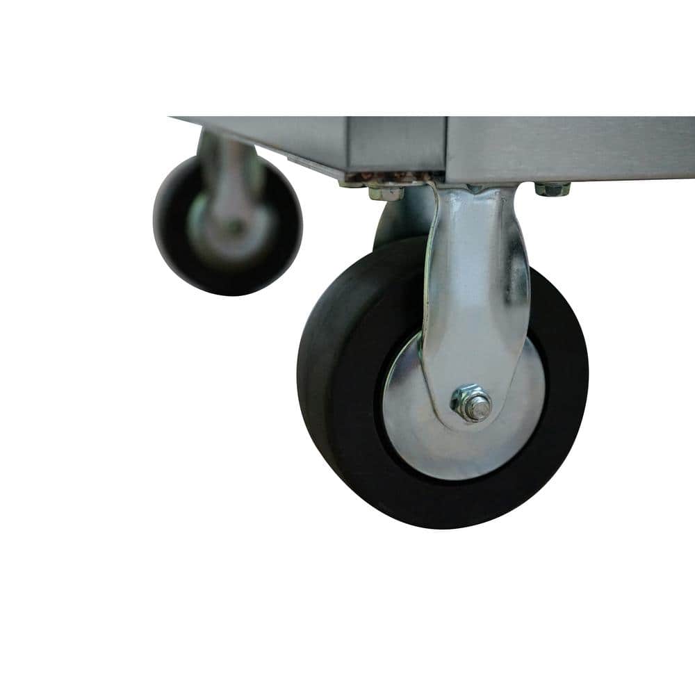 52 in. W x 25 in. D Standard Duty 5 Drawer 1 Door Mobile Workbench Tool Chest with Solid Wood Top in. Stainless Steel