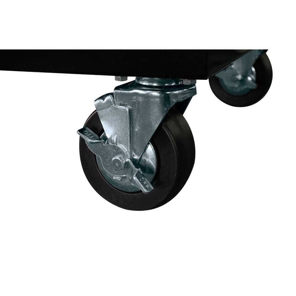 52 in. W x 25 in. D Standard Duty 9 Drawer Mobile Workbench Tool Chest with Solid Wood Top in. Gloss Black