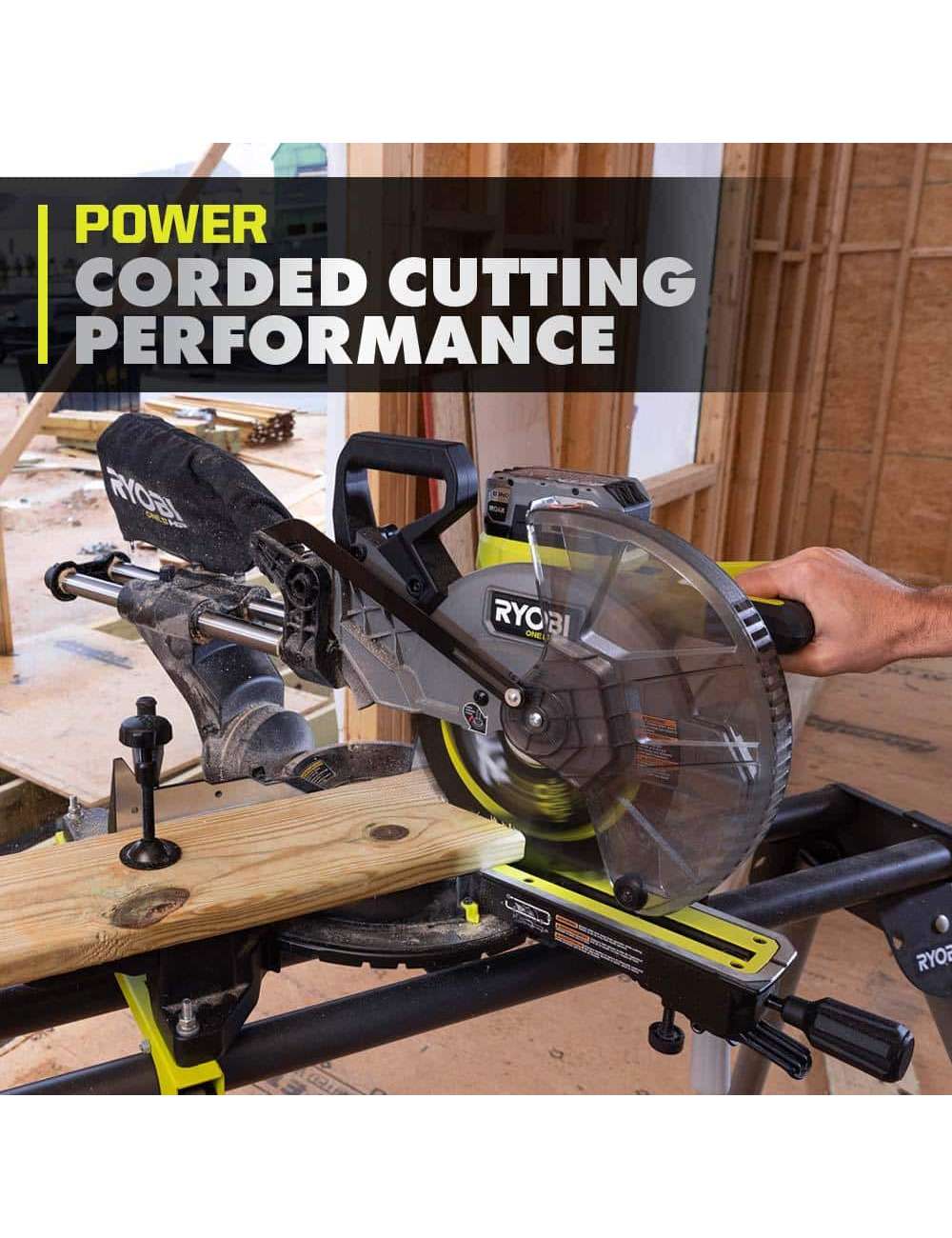 ONE+ HP 18V Brushless Cordless 10 in. Sliding Compound Miter Saw Kit with 4.0 Ah Battery, Charger, and Miter Saw Stand