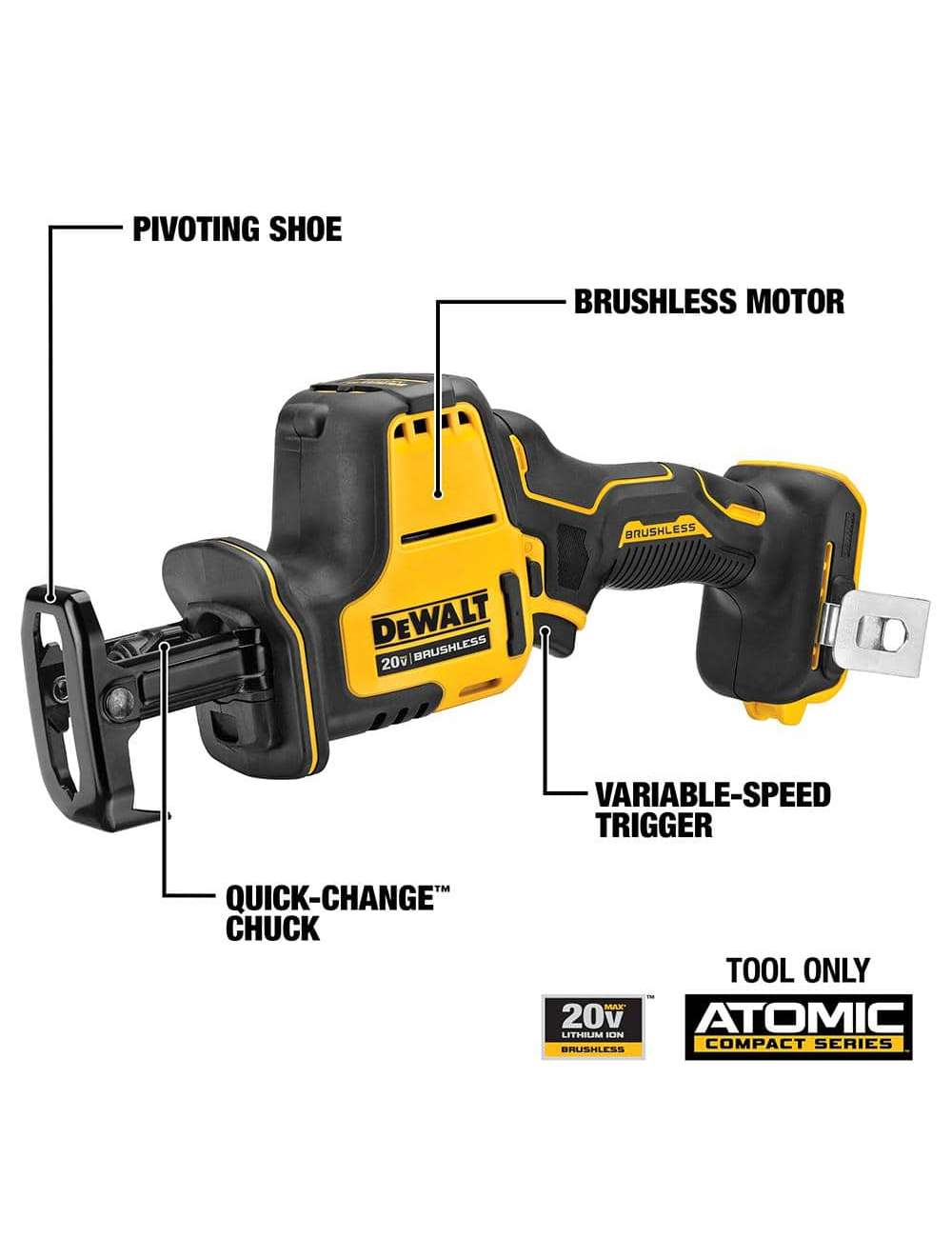 ATOMIC 20V MAX Cordless Brushless Compact Reciprocating Saw (Tool Only)