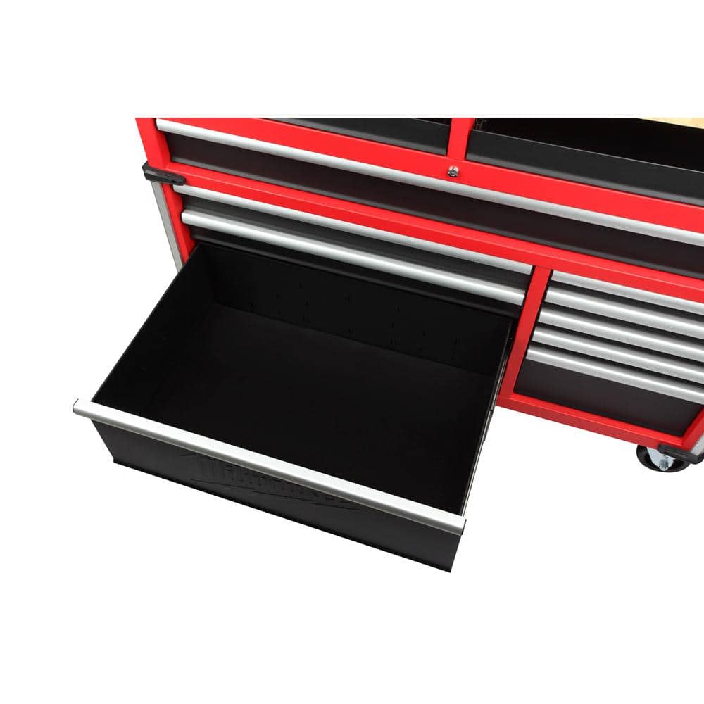 High Capacity 52 in. 11 Drawer Tool Chest Mobile Workbench Cabinet Clamp Ready Wood Top