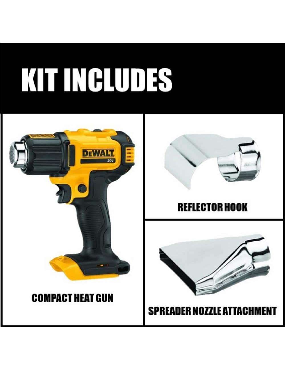 20V MAX Cordless Compact Heat Gun with Flat and Hook Nozzle Attachments