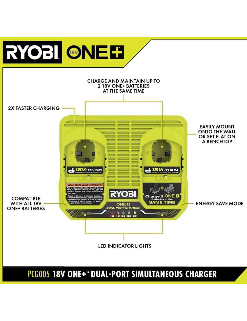 ONE+ 18V (6) 1.5 Ah Batteries with Dual-Port Charger Starter Kit