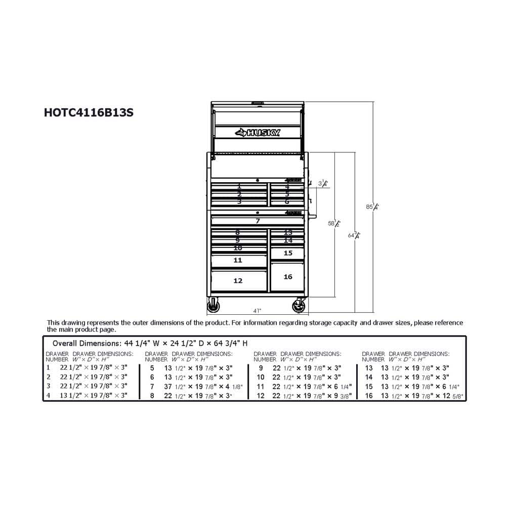 41 in. W x 24 5 in. D Standard Duty 16 Drawer Combination Rolling Tool Chest and Top Tool Cabinet Set in. Gloss Black