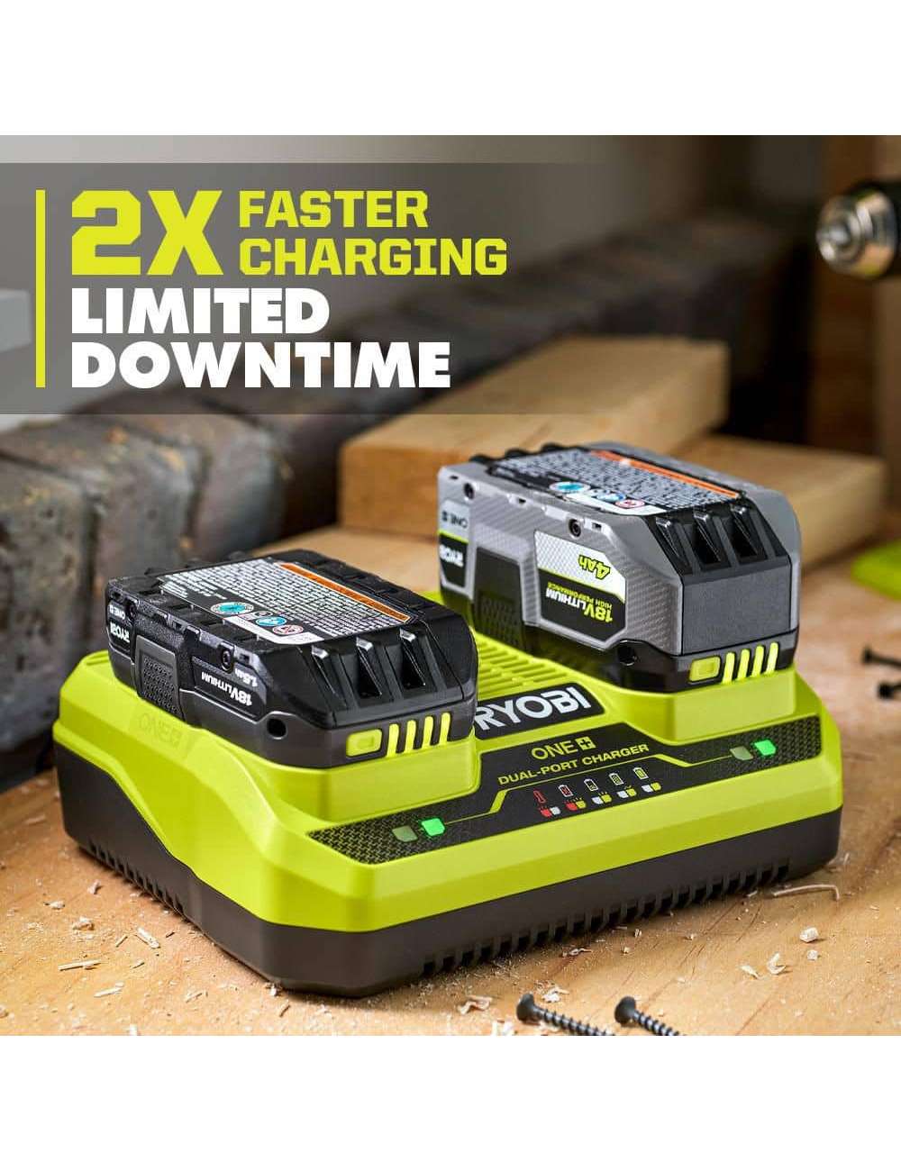 ONE+ 18V (6) 1.5 Ah Batteries with Dual-Port Charger Starter Kit