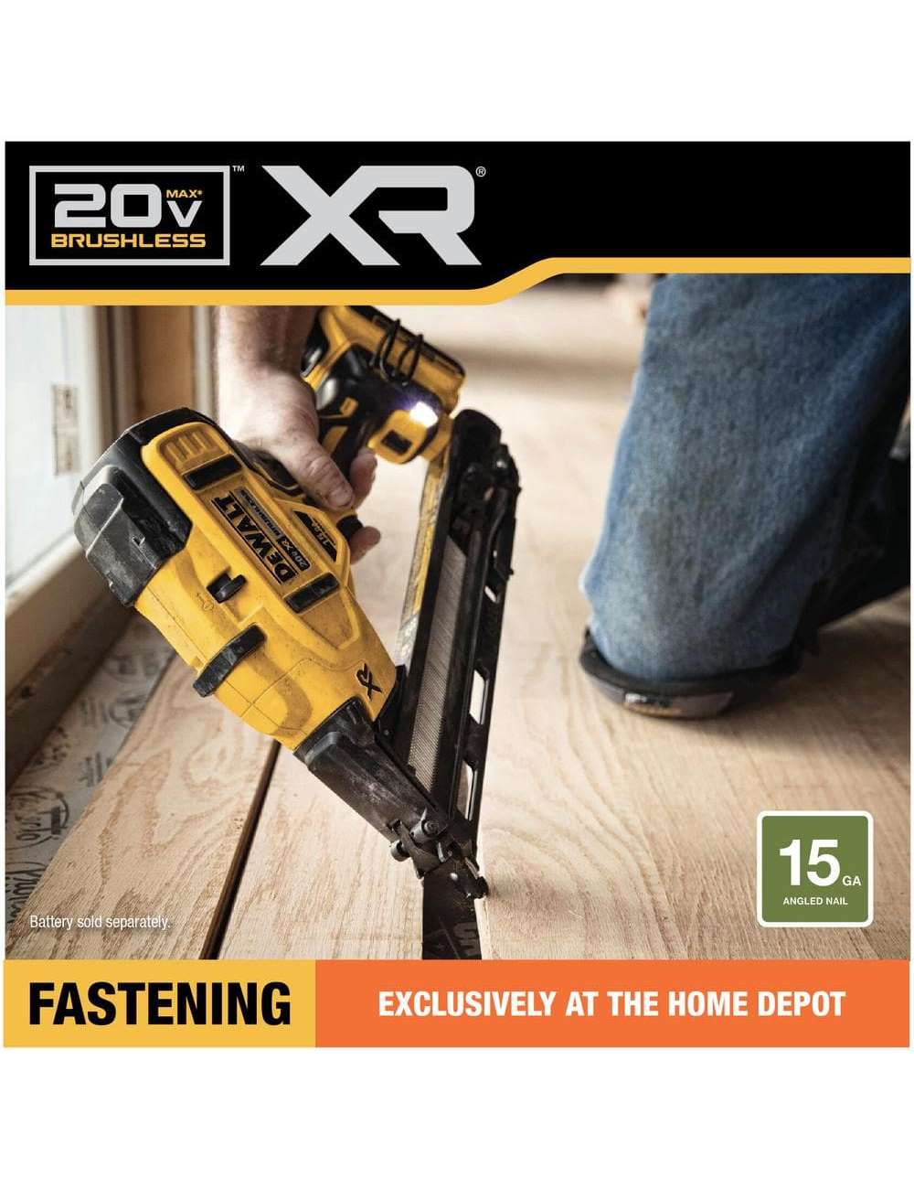 20V MAX XR Lithium-Ion Cordless 15-Gauge Angled Finish Nailer (Tool Only)