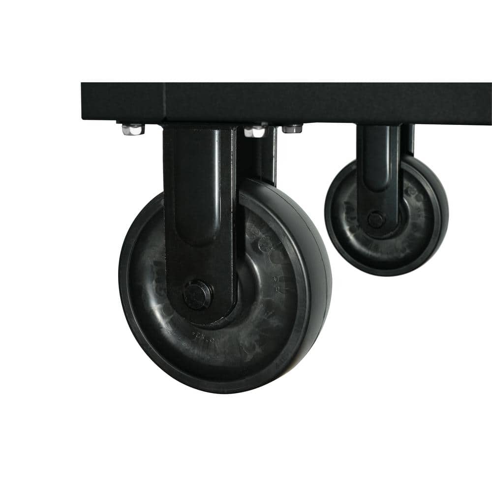 52 in. W x 25 in. D Heavy Duty 9 Drawer Mobile Workbench Cabinet with Adjustable Height Hardwood Top in. Matte Black