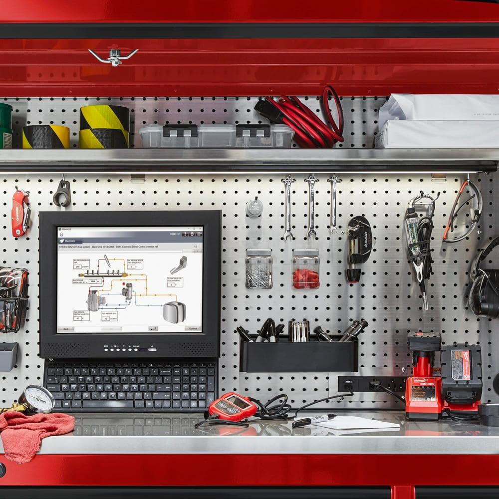 72 in. W x 24 6 in. D Professional Duty 20 Drawer Mobile Workbench Tool Storage Combo with Top Tool Chest Hutch in. Red