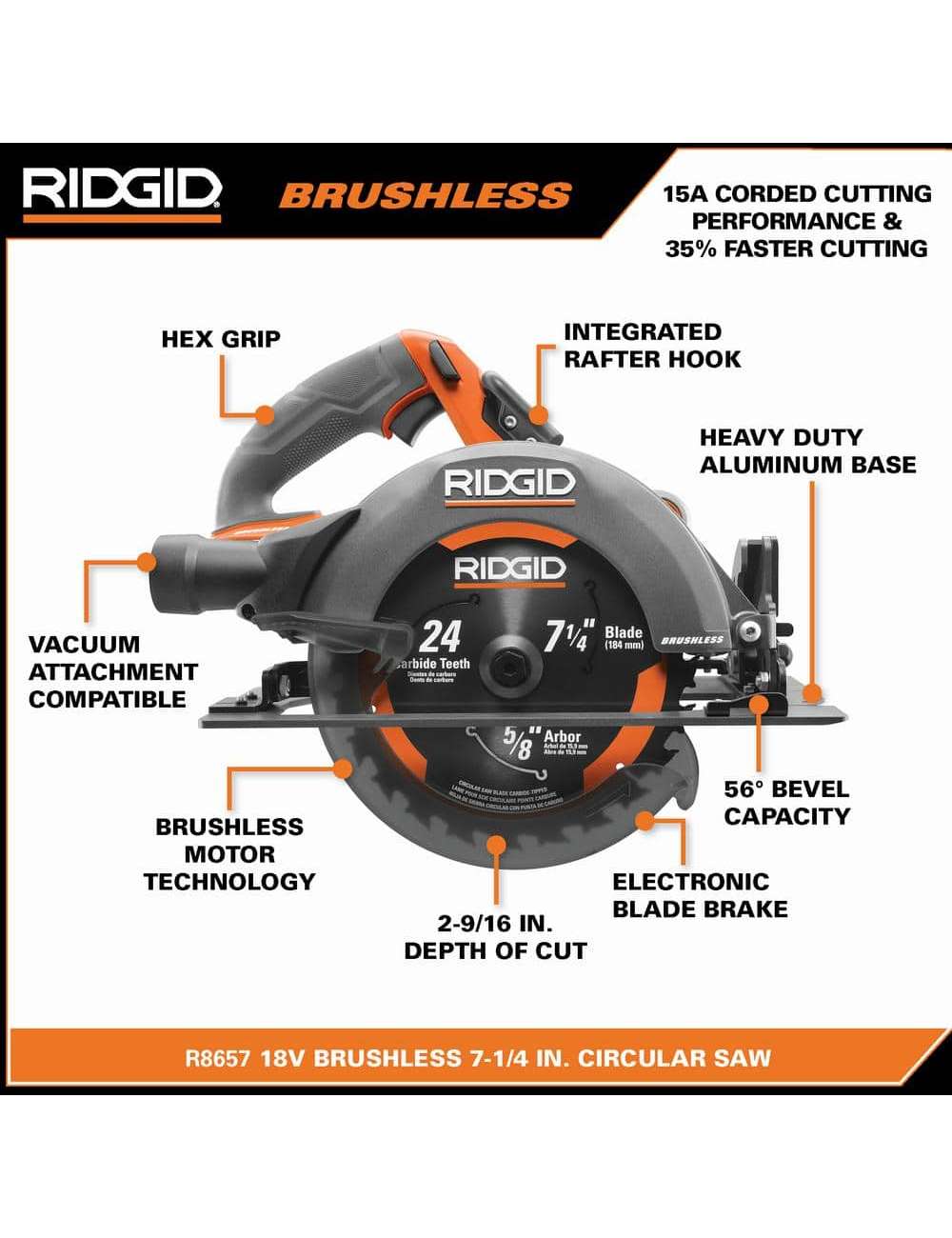18V Brushless Cordless 7-1/4 in. Circular Saw (Tool Only)