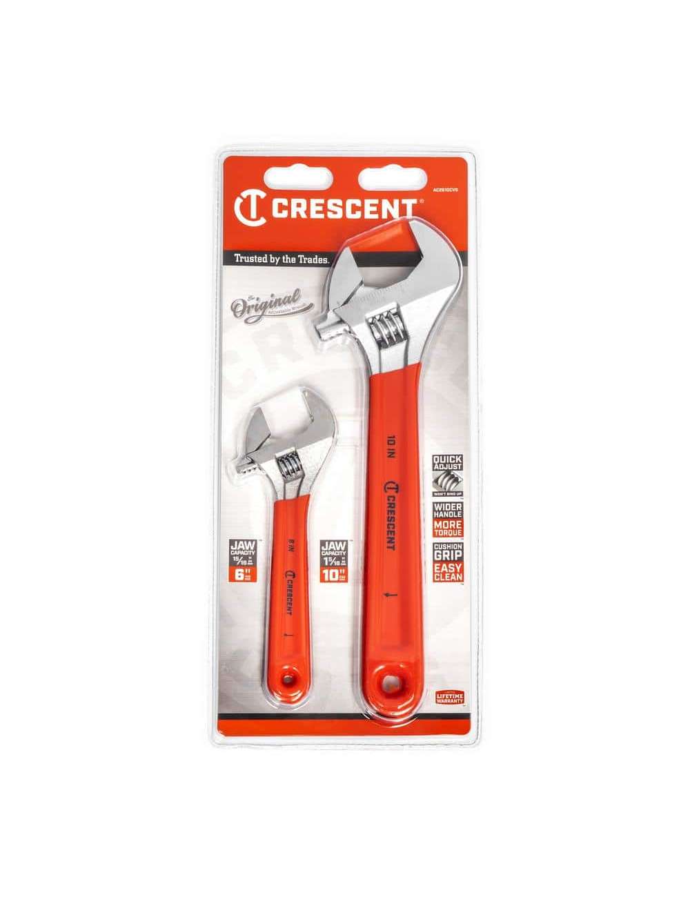 6 in. and 10 in. Chrome Cushion Grip Adjustable Wrench Set (2-Piece)