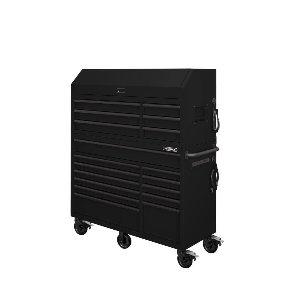 56 in. W x 22 in. D Heavy Duty 18 Drawer Combination Rolling Tool Chest and Top Tool Cabinet Set in. Matte Black