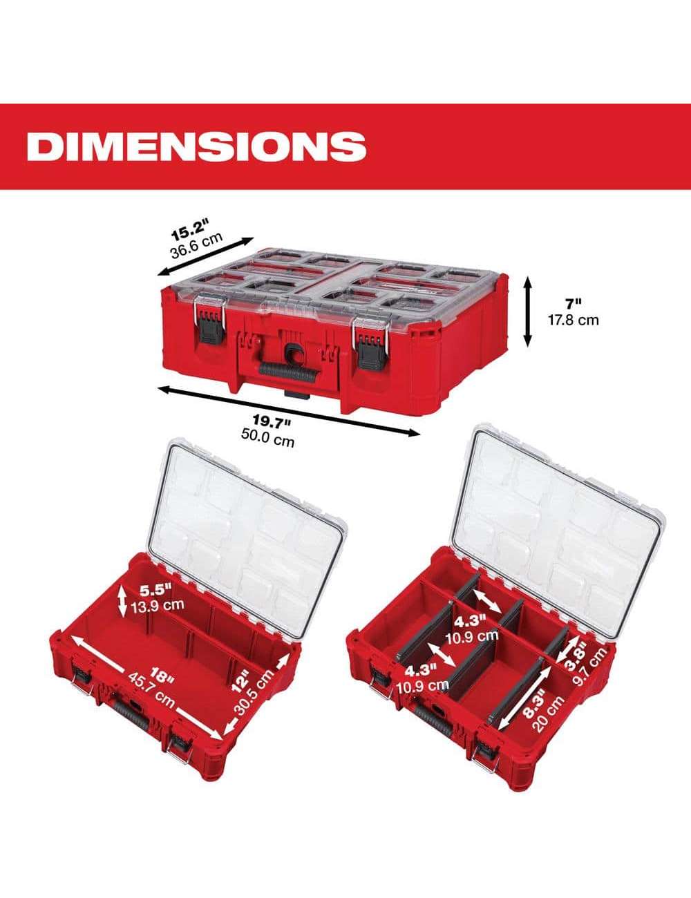 PACKOUT 20 in. Deep Organizer with 6 Compartments and Quick Adjust Dividers