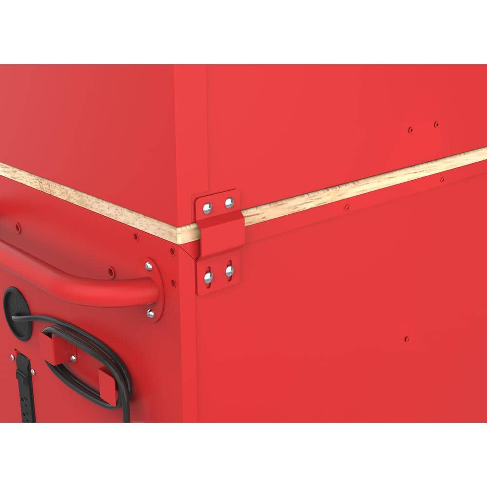 Modular 52 in. W 10 Drawer Red Mobile Workbench Cabinet with 52 in. 8 Drawer Top Tool Chest