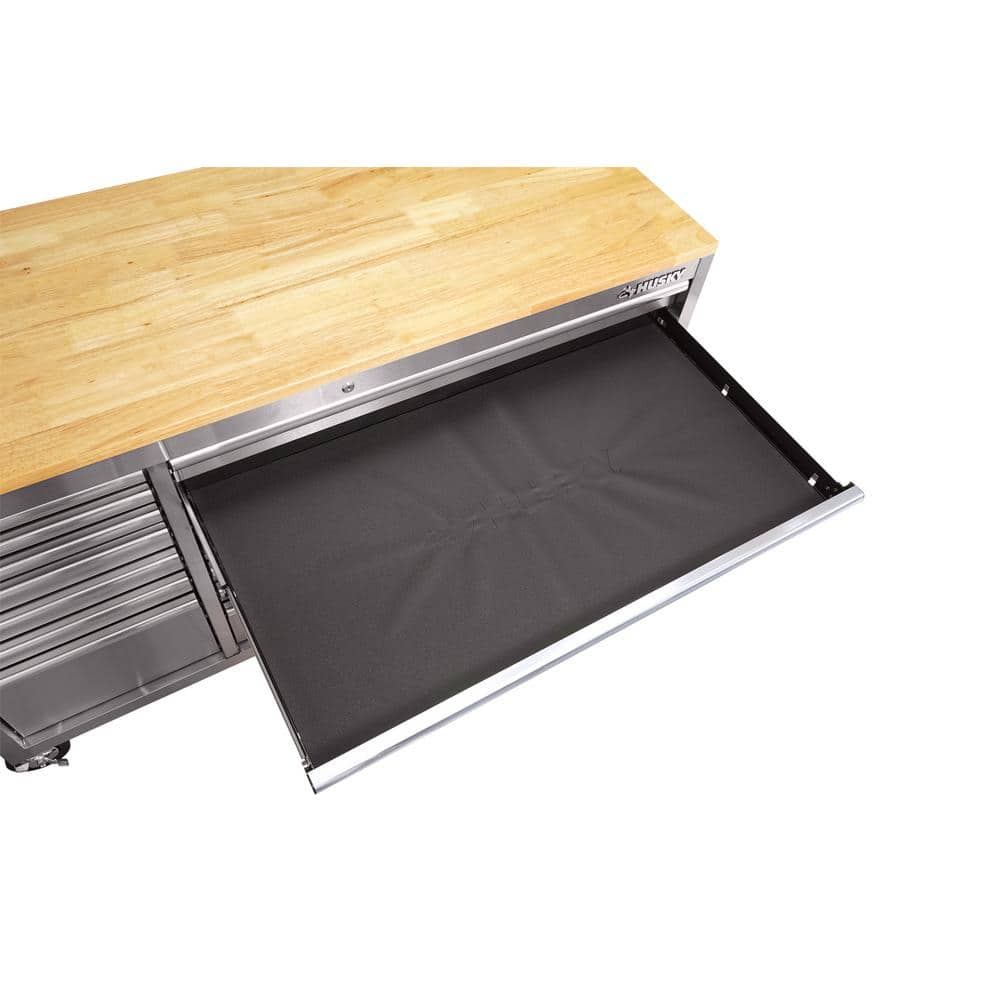 62 in. W x 24 in. D Standard Duty 14 Drawer Mobile Workbench Tool Chest with Solid Top and Pegboard in. Stainless Steel
