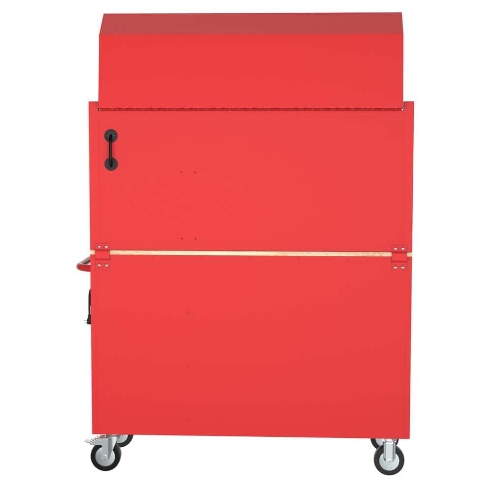 Modular 52 in. W 10 Drawer Red Mobile Workbench Cabinet with 52 in. 8 Drawer Top Tool Chest