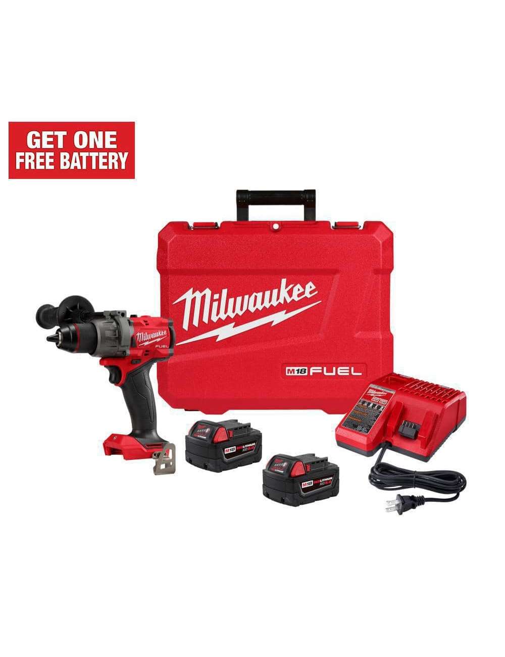 M18 FUEL 18V Lithium-Ion Brushless Cordless 1/2 in. Drill/Driver Kit W/(2) 5.0Ah Batteries, Charger, and Hard Case