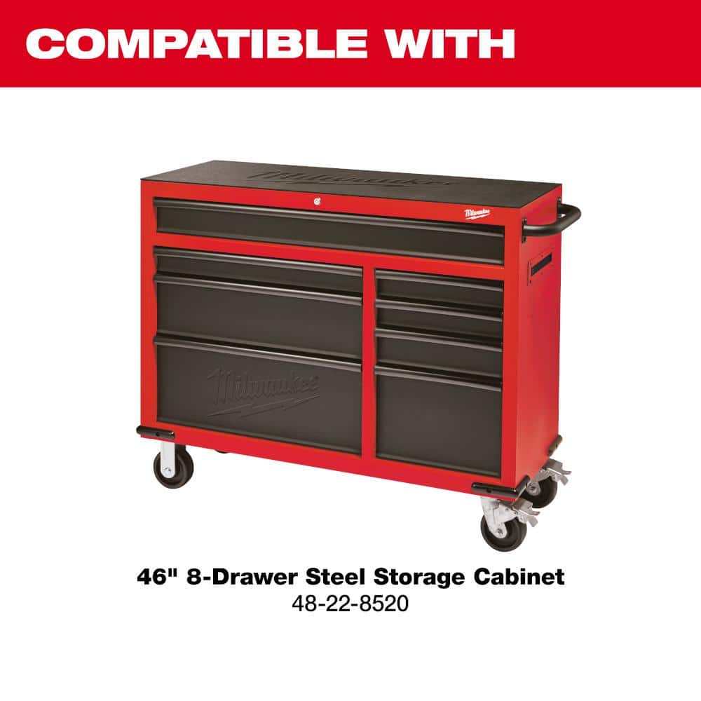 46 in. 8 Drawer Steel Storage Top Chest in. Red and Black