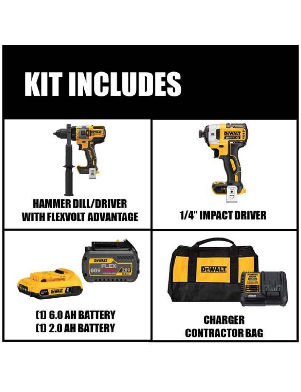 20V MAX Cordless Brushless Hammer Drill/Driver 2 Tool Combo Kit with FLEXVOLT ADVANTAGE