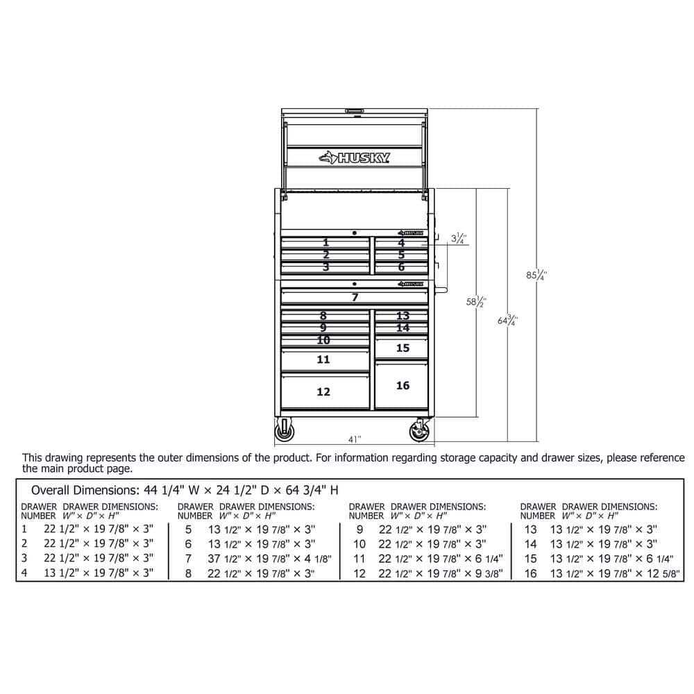 41 in. W x 24 5 in. D Standard Duty 16 Drawer Combination Rolling Tool Chest and Top Tool Cabinet Set in. Gloss Red