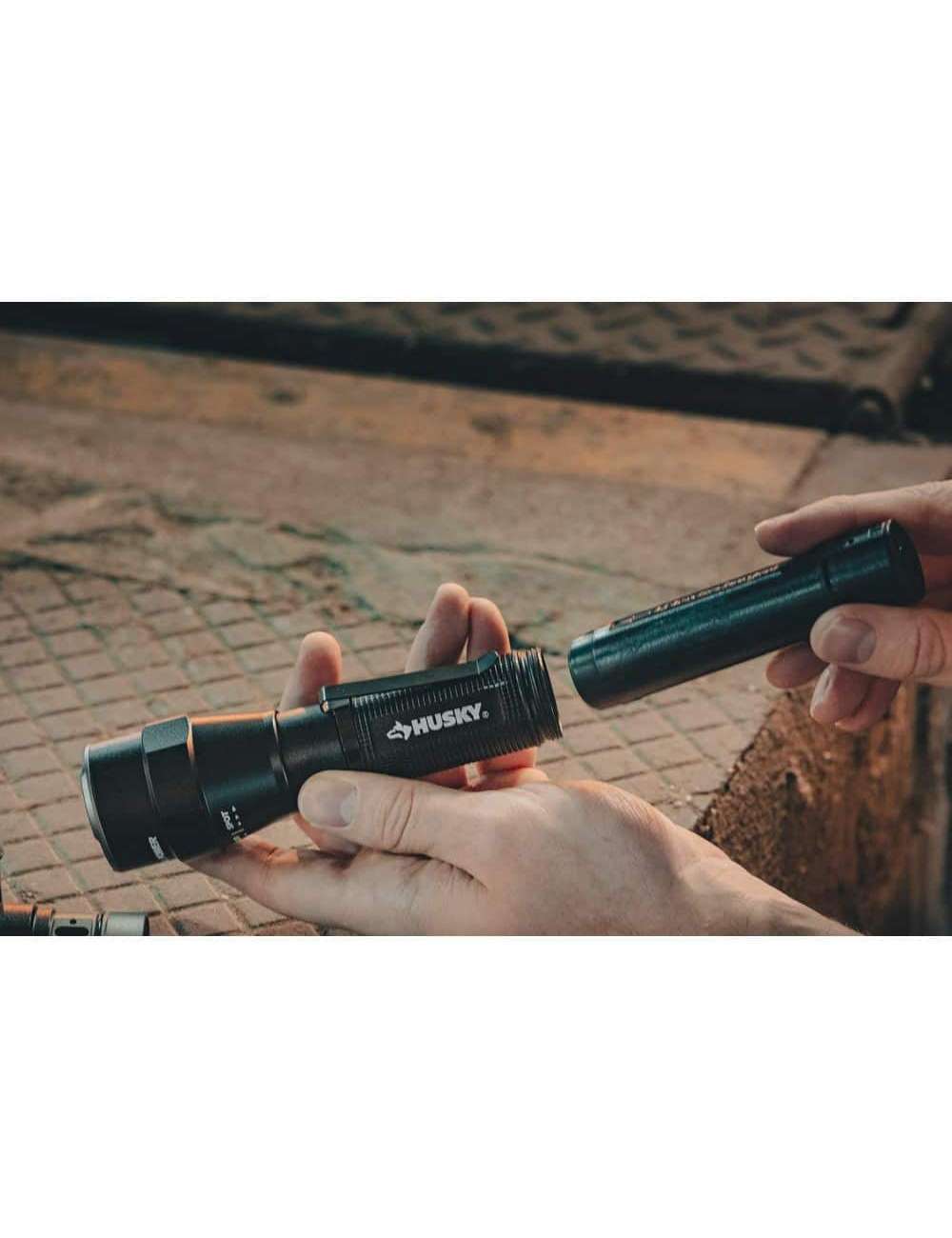 1200 Lumens Dual Power LED Rechargeable Focusing Flashlight with Rechargeable Battery and USB-C Cable Included