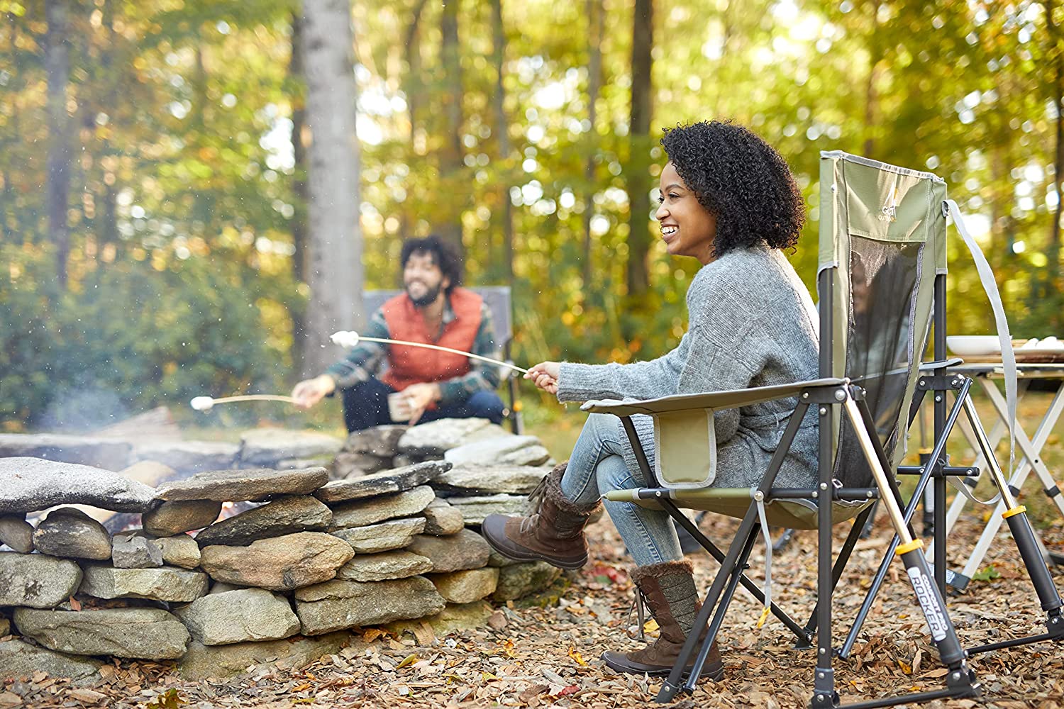 Outdoor Freestyle Rocker Portable Rocking Chair & Outdoor Camping Chair, ergonomic Nylon, Indigo Blue