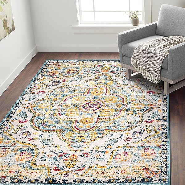 Rugshop Vintage Distressed Bohemian Area 5' x 7' Multi 5' x 7' Multi Color