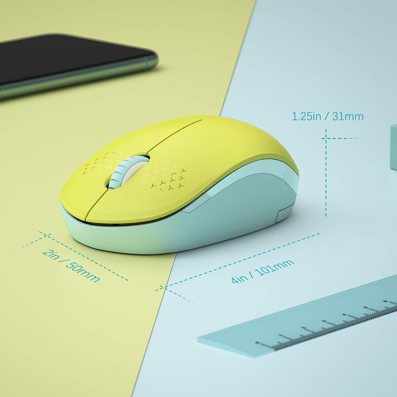 seenda Wireless Mouse, 2.4G Noiseless Mouse with USB Receiver - Portable Computer Mice for PC, Tablet, Laptop with Windows System - Mint Green