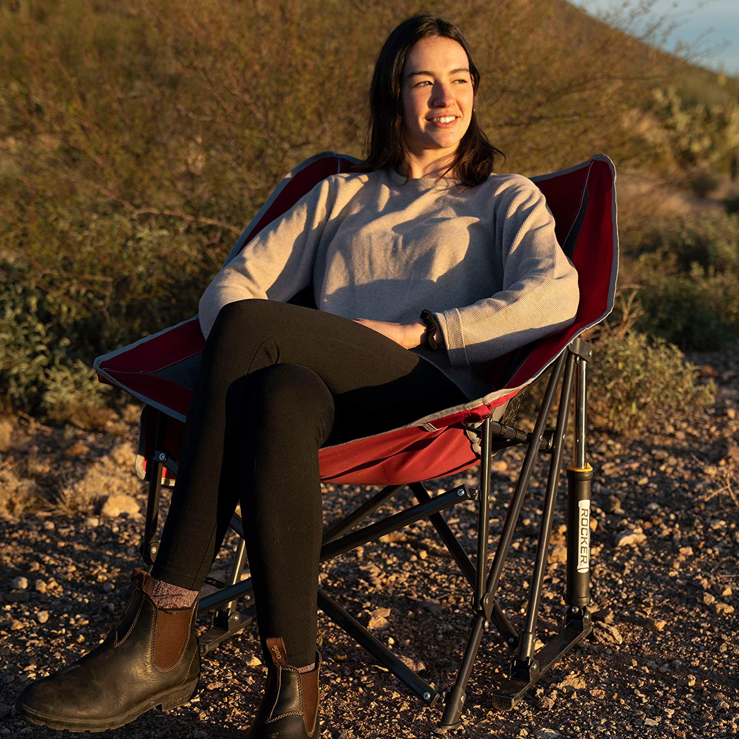Outdoor Freestyle Rocker Portable Rocking Chair & Outdoor Camping Chair, ergonomic Nylon, Indigo Blue