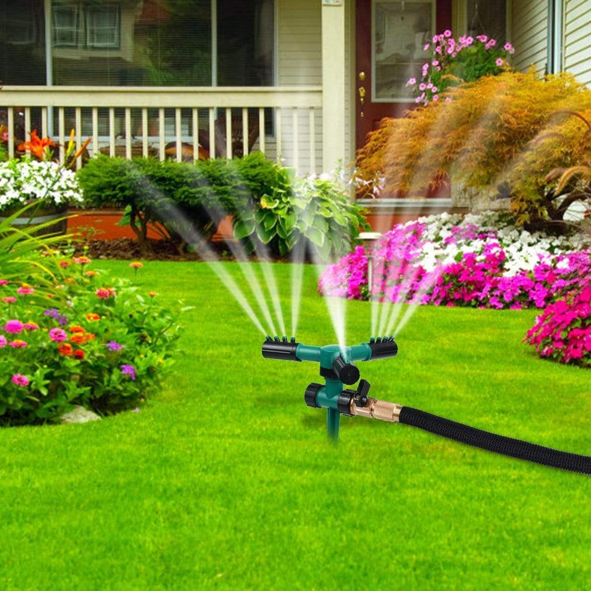 Automatic 360 Rotating Adjustable Garden Hose Watering Lawn Sprinkler