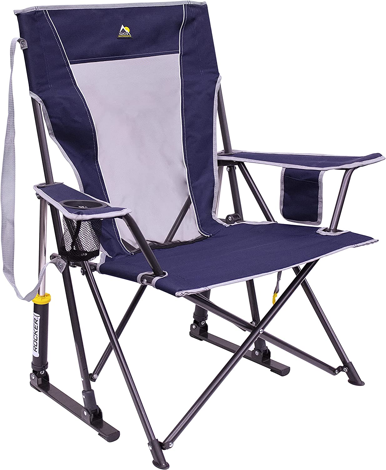 Outdoor Freestyle Rocker Portable Rocking Chair & Outdoor Camping Chair, ergonomic Nylon, Indigo Blue