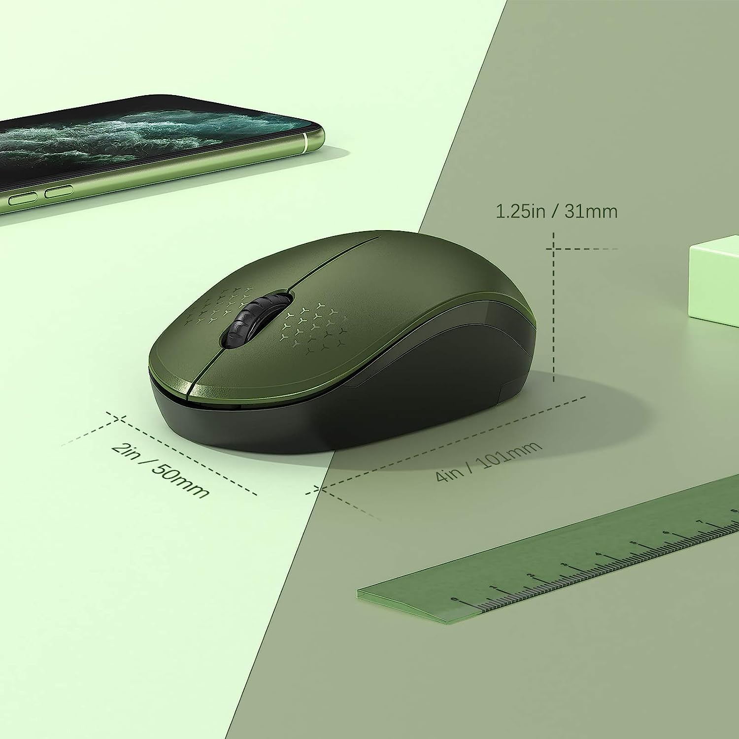 seenda Wireless Mouse, 2.4G Noiseless Mouse with USB Receiver - Portable Computer Mice for PC, Tablet, Laptop with Windows System - Mint Green