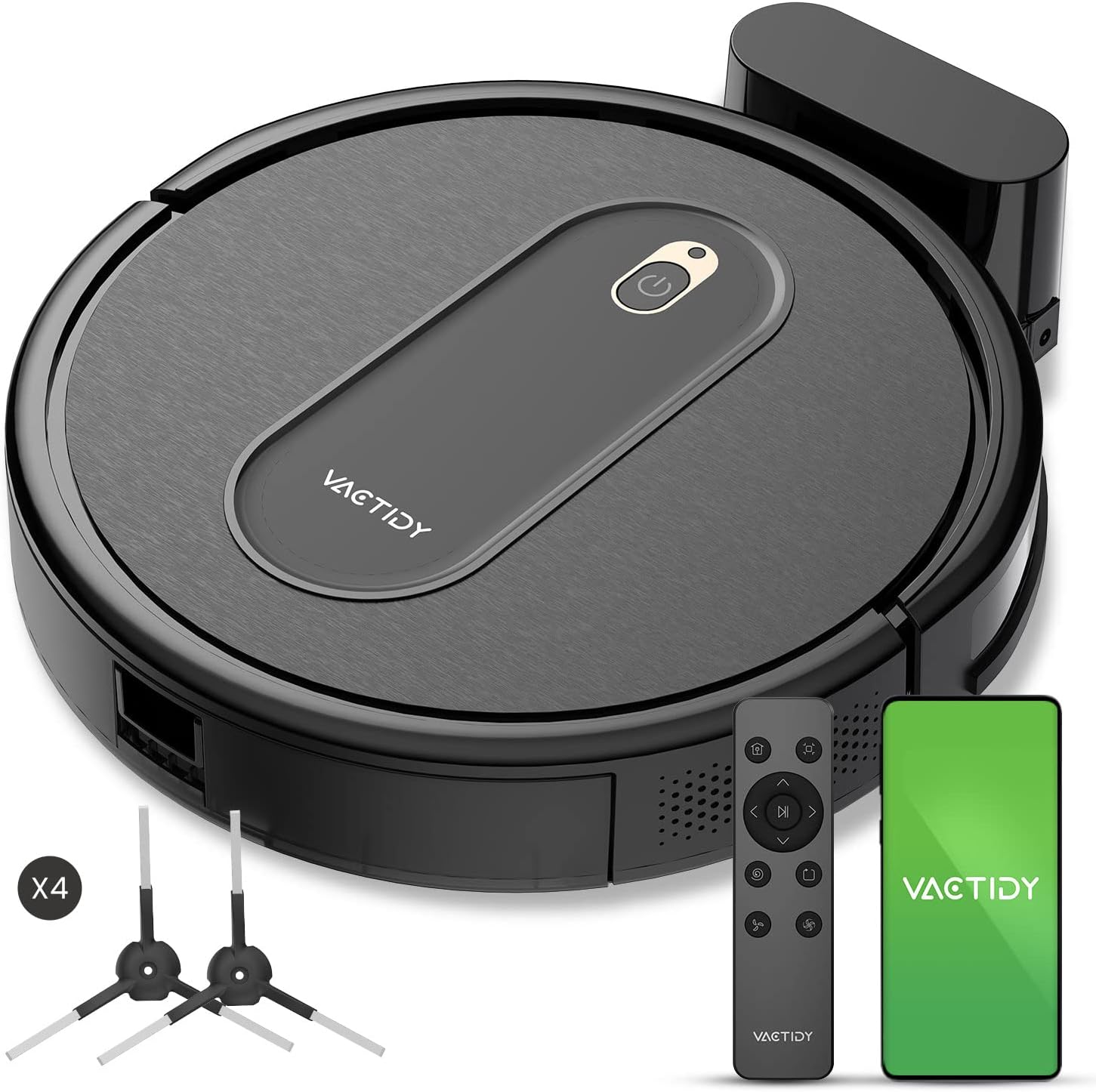 Vactidy T6 Robot Vacuum, Slim, Quiet, Automatic Self-Charging Robotic Vacuum Cleaner, Daily Schedule Cleaning, 2.4GHz WiFi/App/Alexa/Siri Control, Good for Pet Hair, Hard Floor and Low Pile Carpet