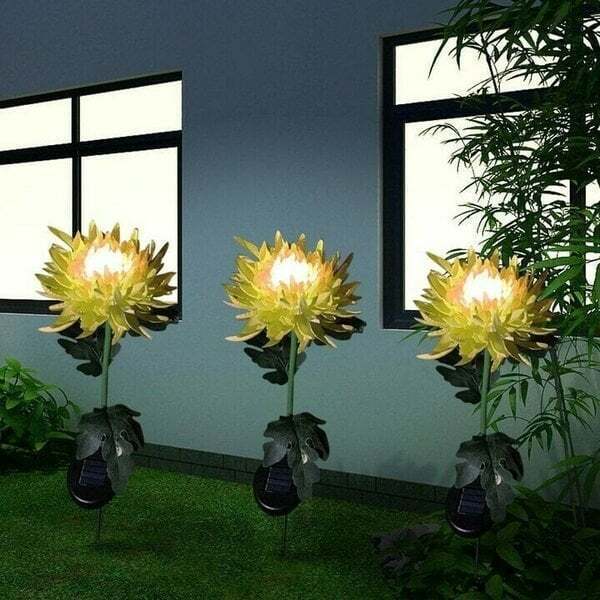 (30% off)-Spring Artificial Chrysanthemum Solar Garden Stake Lights