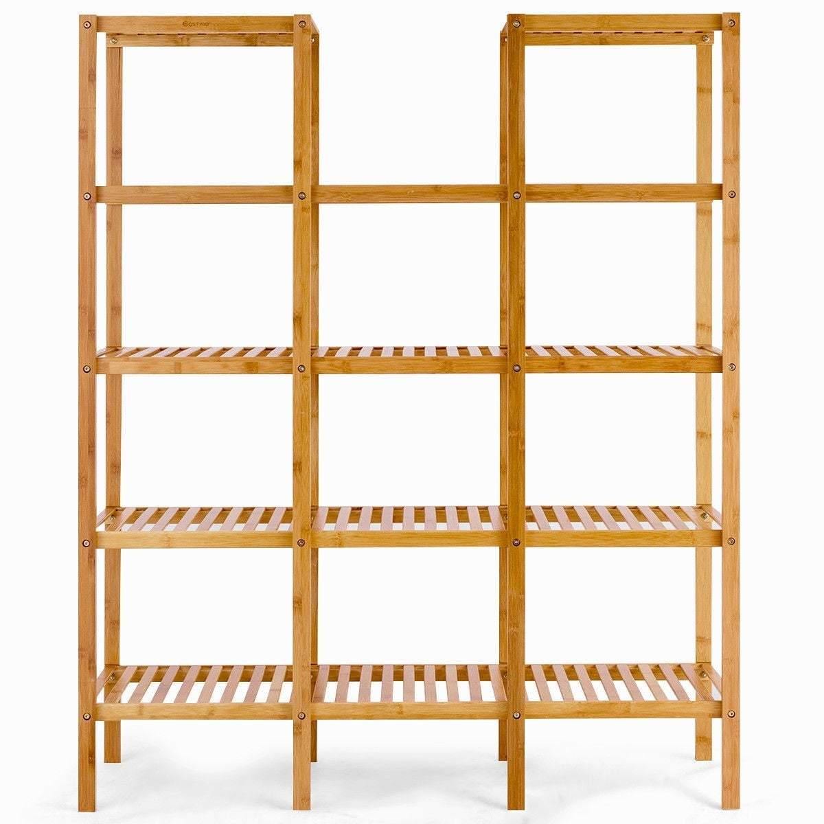 5 Tier Multifunctional Bamboo Shelf Rock Plant Display Stand (12 Pots)
