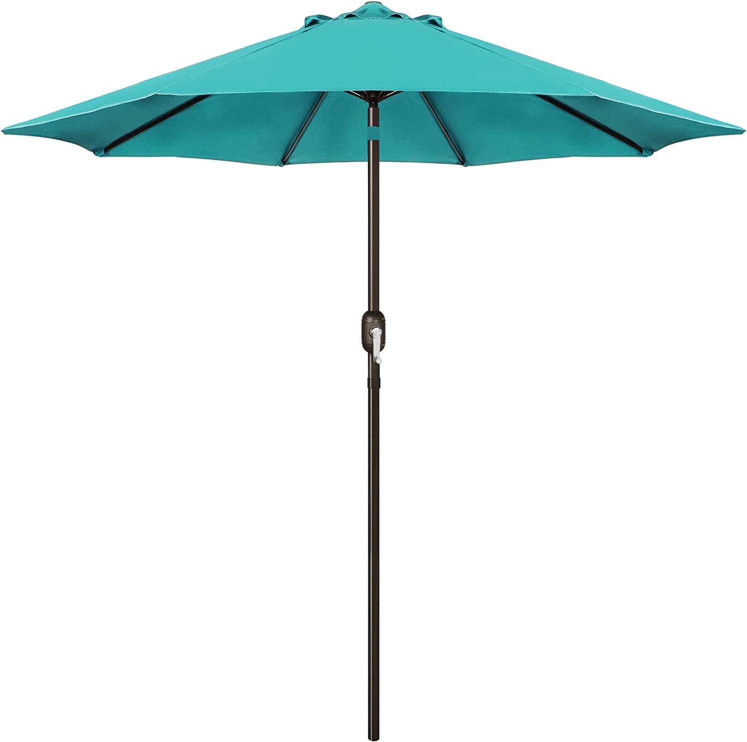 9' Outdoor Market Patio Umbrella with Push Button Tilt and Crank, 8 Ribs (Tan)