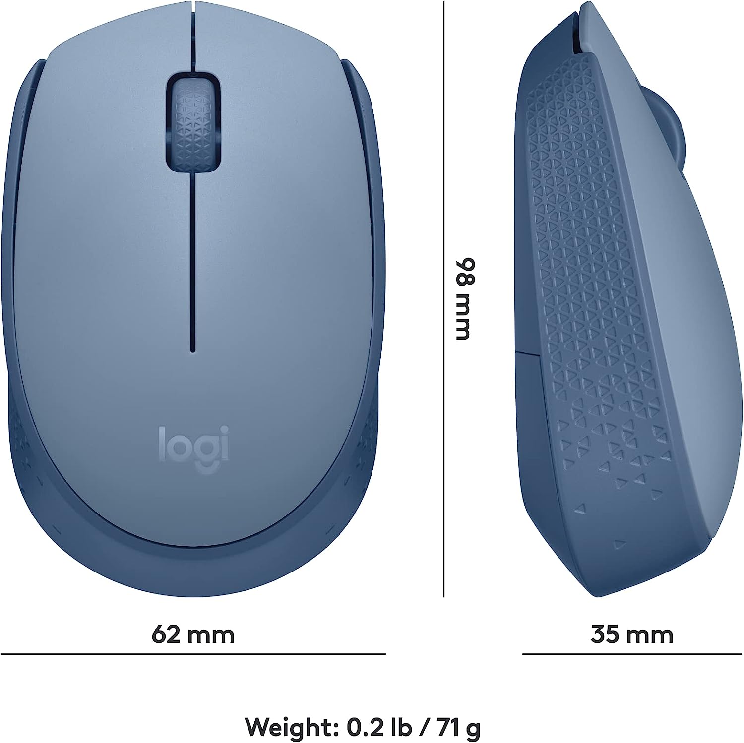 Logitech M170 Wireless Mouse for PC, Mac, Laptop, 2.4 GHz with USB Mini Receiver, Optical Tracking, 12-Months Battery Life, Ambidextrous - Blue Grey