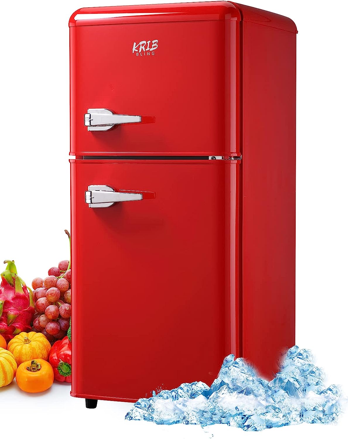 KRIB BLING Mini Fridge with Freezer on Top, 3.5 Cu.Ft Compact Refrigerator with 7 Levels Adjustable Thermostat, Small Fridge for Dorm, Office, RV Camping, Silver