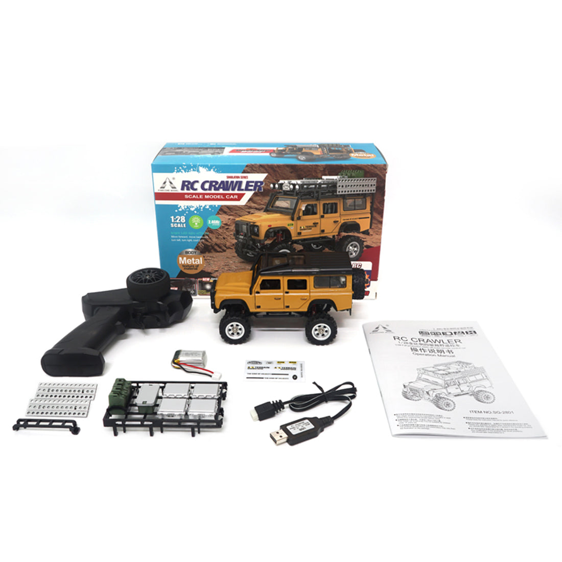 1/28 RC Climbing Car 2.4G 4WD RC Electric Car Mini Alloy Off-road Climbing Car with LED Car Lamp