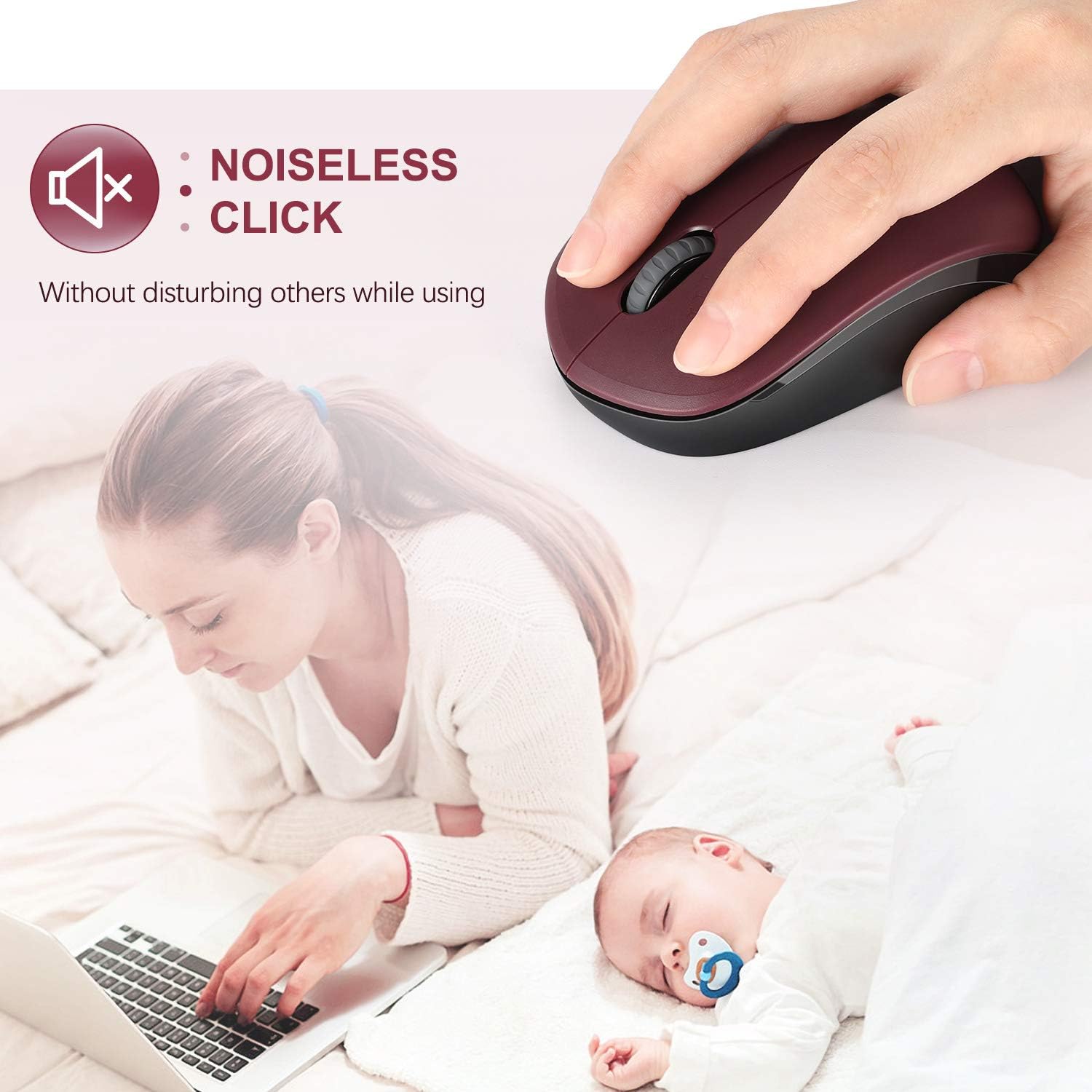 seenda Wireless Mouse, 2.4G Noiseless Mouse with USB Receiver - Portable Computer Mice for PC, Tablet, Laptop with Windows System - Mint Green