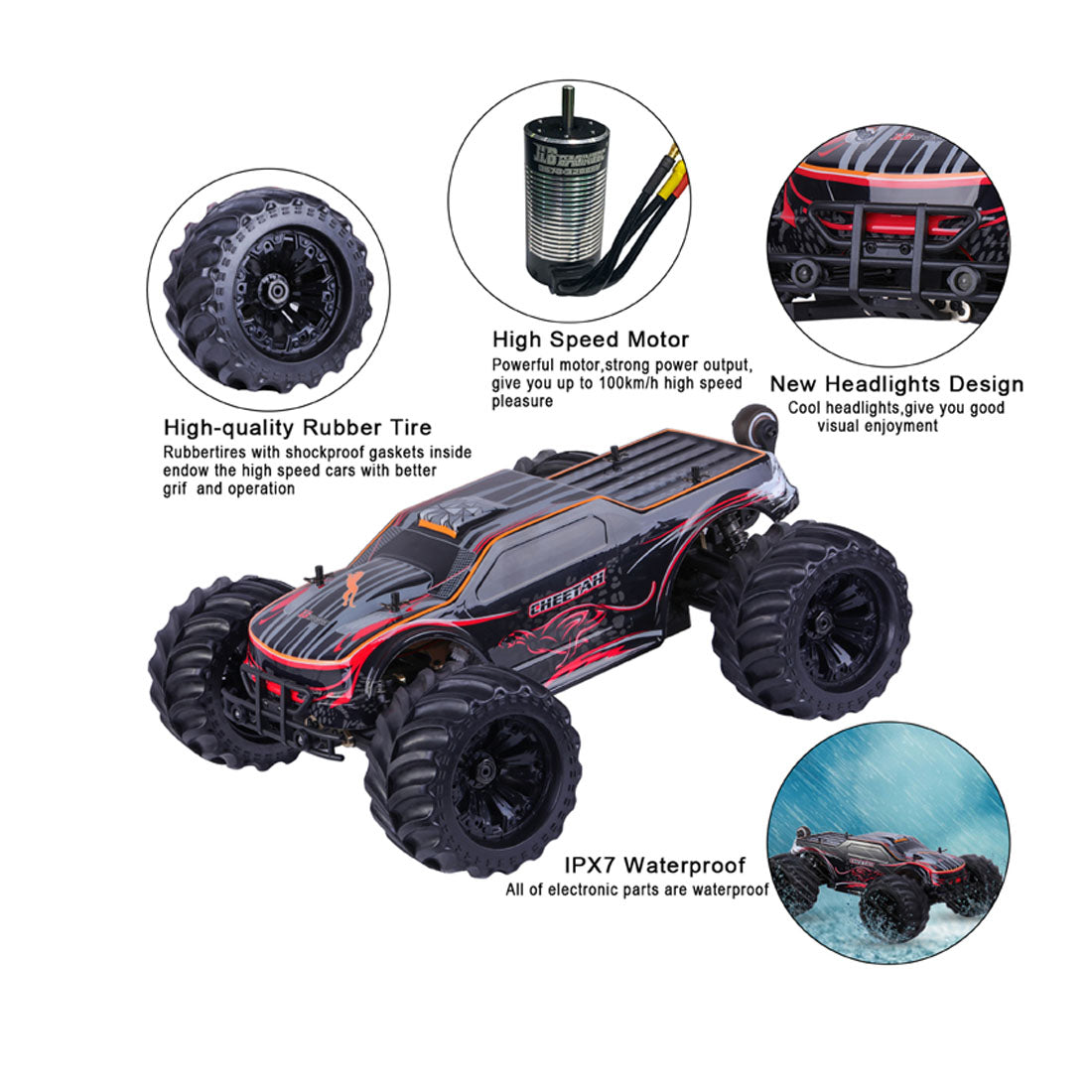 JLB Racing 11101 1:10 4WD 2.4G 80A RC Car Splashproof Flip Brushless Monster Remote Control Truck- RTR