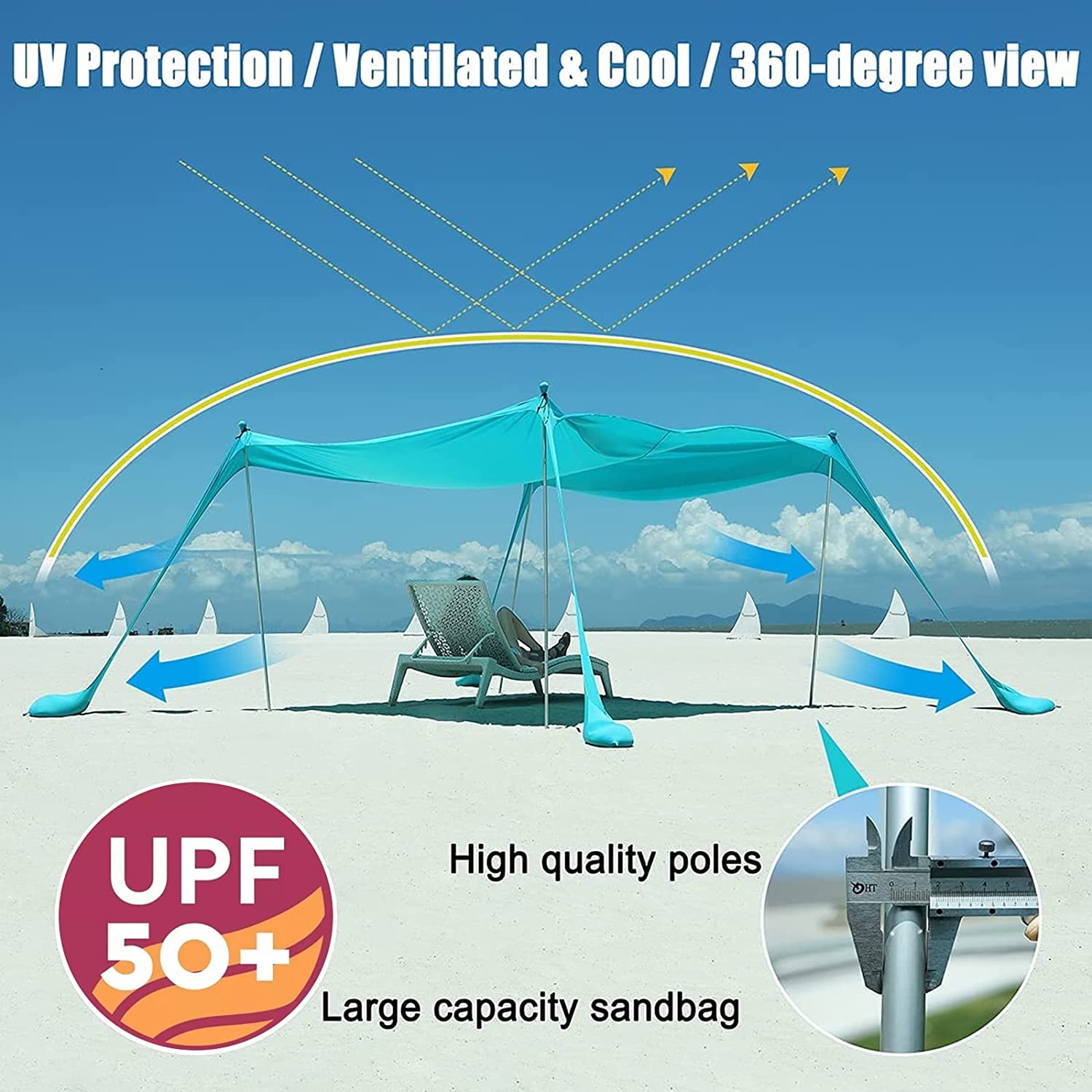 🔥Hot Sale Now🔥Large Beach Tent Sunshade UPF50+