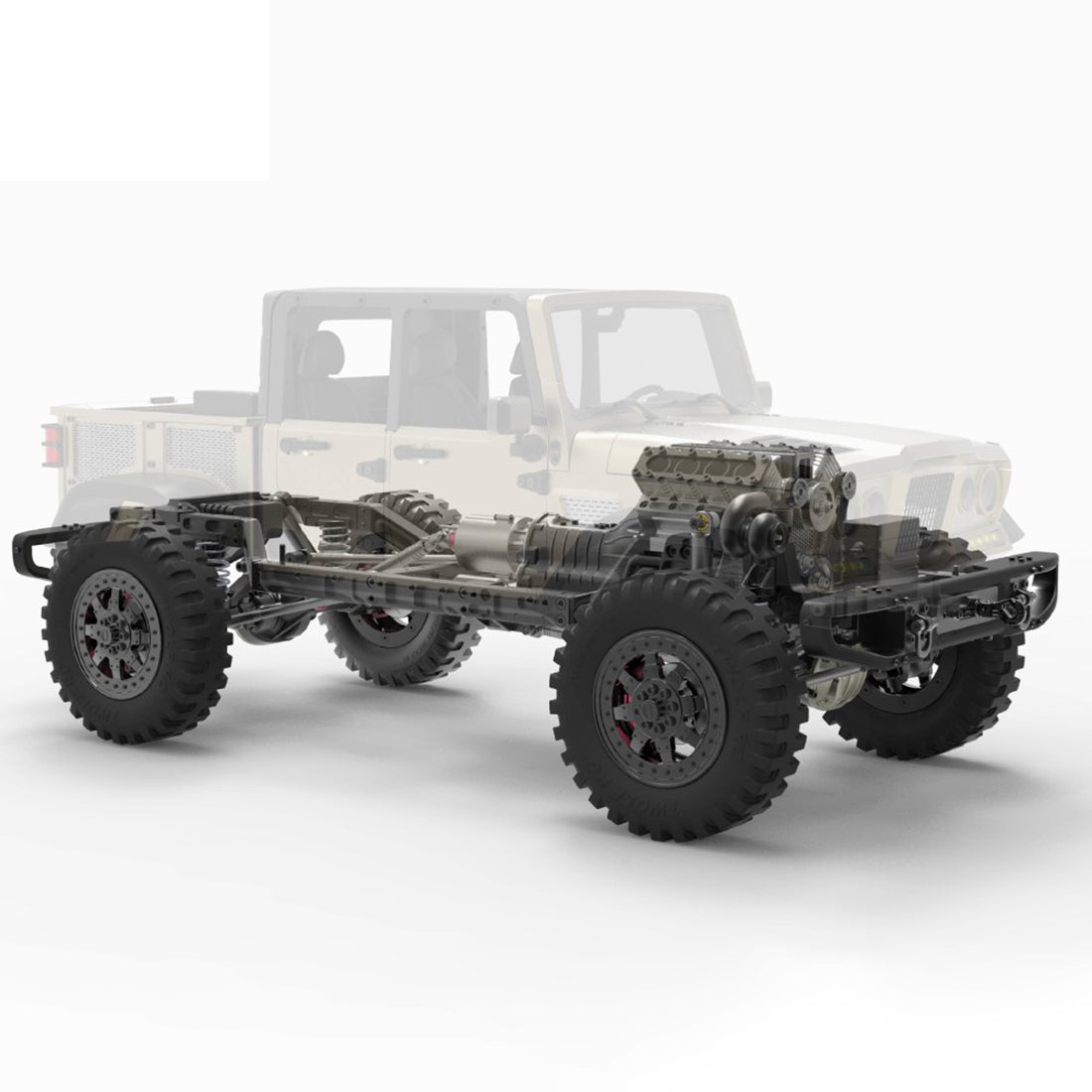 TWOLF TW-715 V8 Engine Powered 1:10 Scale RC Off-road 4WD 4-Door Pickup Truck Vehicle Crawler Kit