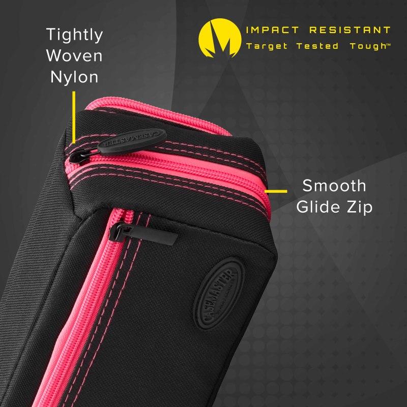 Casemaster Plazma Pro Dart Case Black with Pink Trim and Phone Pocket