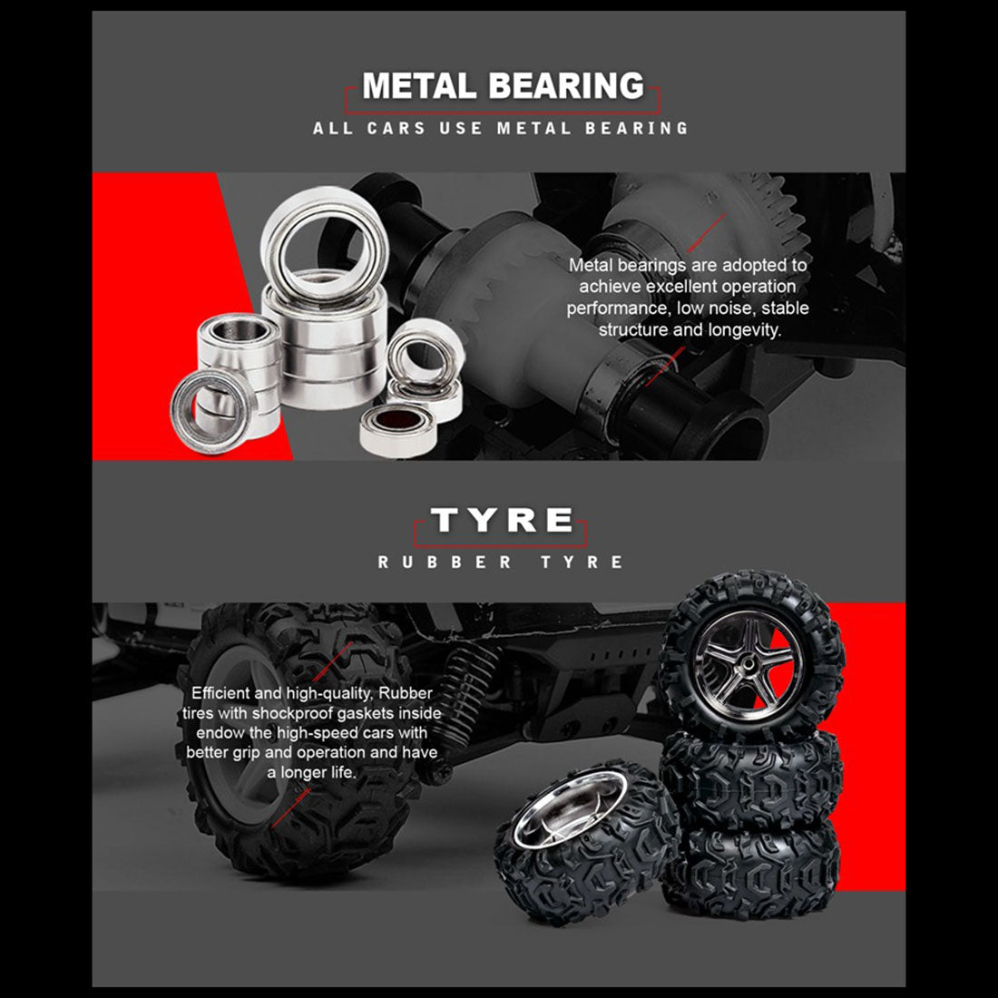 SUBOTECH BG1511 1:22 2.4G Electric RC Car 4 x 4 45KM/H High Speed Desert Off-road Vehicle - RTR