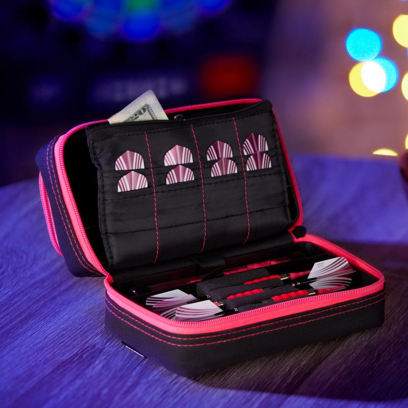 Casemaster Plazma Pro Dart Case Black with Pink Trim and Phone Pocket