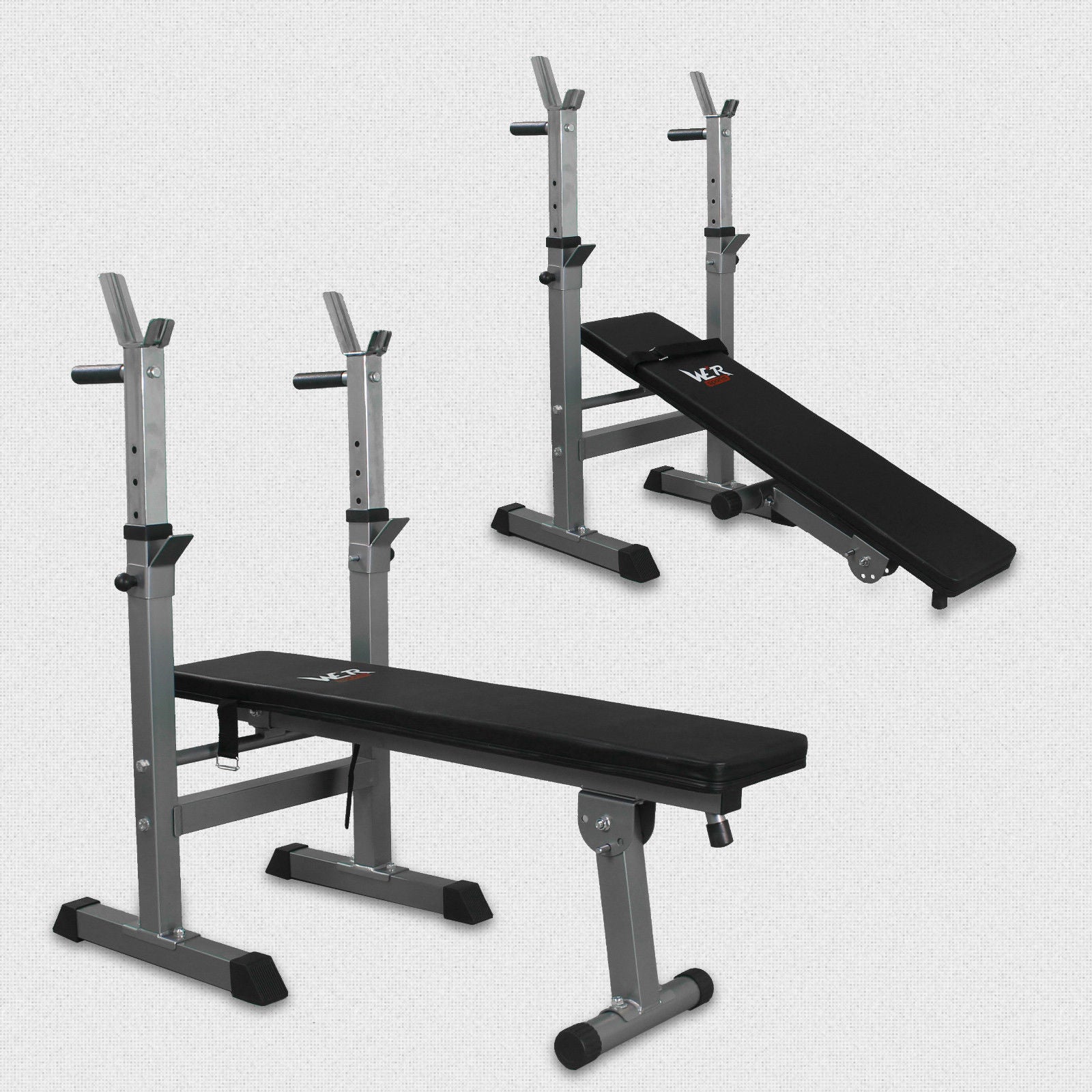 XBench 3 Flat Weight Bench With Rack SILVER-BLACK