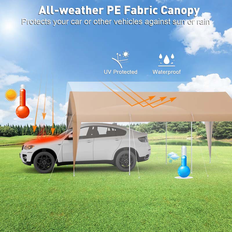 10 x 20 FT Heavy-Duty Steel Frame Carport Portable Garage Tent, All-Season Outdoor SUV Truck Car Canopy Boat Shelter