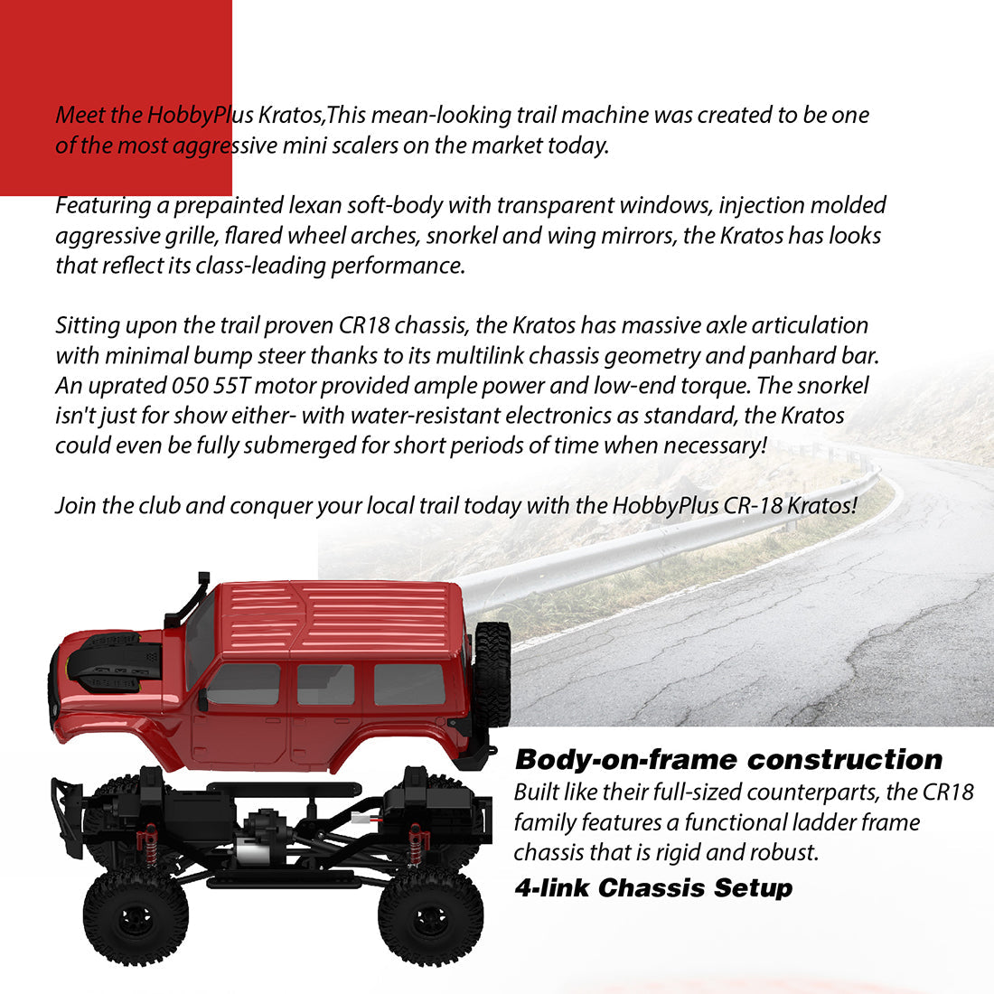 RC Car Hobby Plus CR-18 KRATOS 1/18 Scale Crawler Mini RC Off-road Vehicle