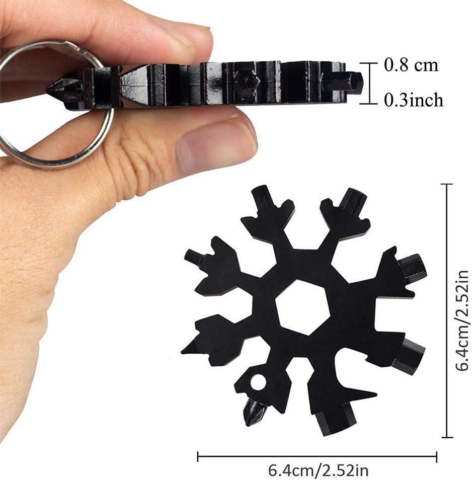 3 Pack Snowflake 18-in-1 Multi Tool, Stainless Steel Snowflake Bottle Opener/Flat Phillips Screwdriver Kit/Wrench, Durable and Portable to Take